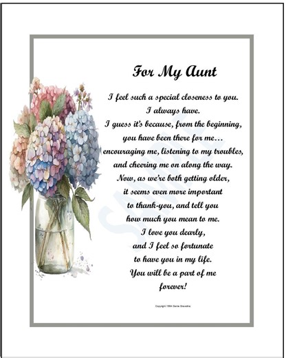 Aunt Digital Printable Sentimental Thank You Appreciation Poem Print for 60th 65th 70th 75th 80th 90th Birthday or Christmas Gift Present, - Etsy