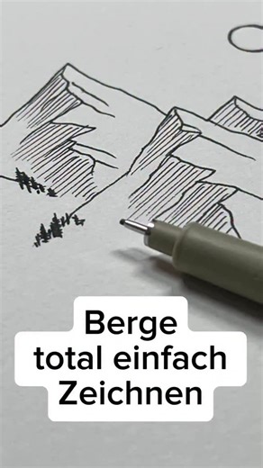 DrawTut on Instagram: "⛰️ Berge total einfach zeichnen – Tutorial Schritt für Schritt mit Fineliner! Hier zeige ich dir, wie du mit wenigen schwarzen Linien eine schöne Berglandschaft zeichnest. Perfekt für Skizzenbuch und schnelle Zeichenübungen zwischendurch! 🖊️ 👉 Folge mir für mehr Tutorials und Zeichenideen! #zeichnenlernen #bergezeichnen #landschaftzeichnen #zeichenidee #drawtut"