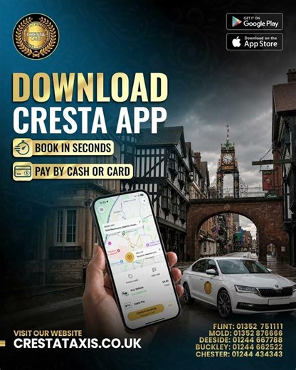 Book your next journey in seconds with the Cresta Cars app