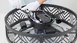 HINNIXY 20 Inch Black Small Flush Mount Caged Indoor Ceiling Fan APP/ Remote Control 6 Speed, Reversible Quiet DC Motor, 3 CCT Y24FSD0010-1801HD3