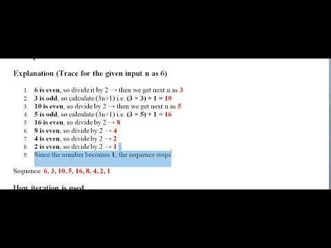 Q2a Describe the Collatz 3n + 1 sequence and explain.