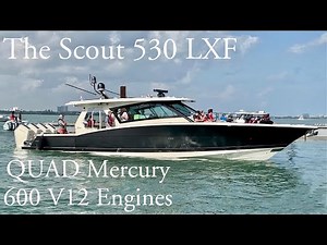 QUAD Mercury 600 V12 Engines on the Scout 530 LXF: Sea Trial and Tour (Miami Boat Show 2022)