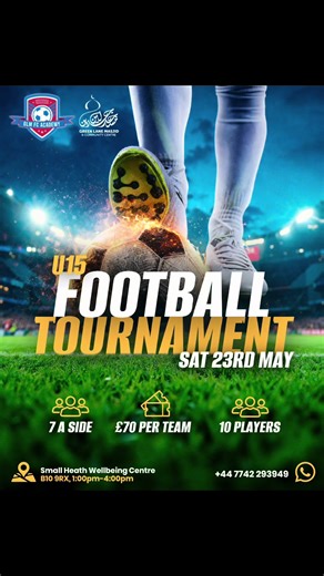 GLM U15 TOURNAMENT IS BACK ‼️ Coaches, drop us a message and let’s get you guys involved! All profits to charity? What more do you want! @LinkUpYouthClub Message us for more Information! #youthfootball #birmingham #football #youth #tournament