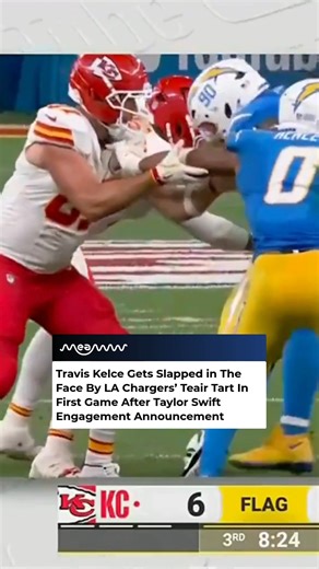 During the Chiefs’ opener in Brazil, LA Chargers’ Teair Tart slapped Kelce on the helmet after a shove. He drew a 15-yard penalty but stayed in. Swifties immediately stormed his socials in fury. #TravisKelceSlap #NFLDrama #ChiefsVsChargers #BrazilNFL #Taylorswift | MEAWW Entertainment