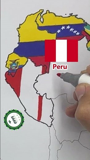 Peru flag map drawing 🇵🇪 | Dibujo del mapa de la bandera de Perú