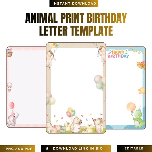 Animal Print Birthday Letter Template Printable | Cute Birthday Message Note | Leopard Style Letter Template PDF PNG Instant Download - Etsy