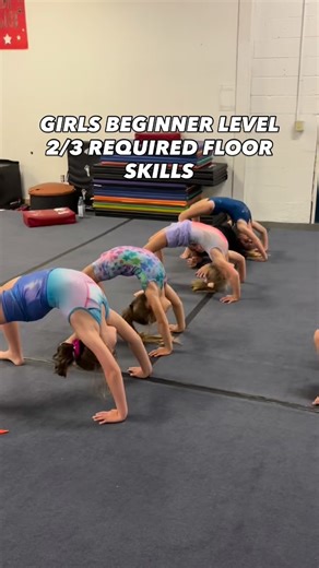 Girls Beginner Gymnastics Level 2/3 Required Floor Skills. Use this video as a reference to practice at home too! We do evaluations every 4 weeks to test your child’s skills to make sure they are in the class fit for them! #BeginnerGymnastics #GymnastLife #GymnasticsTraining #SkillsProgression #GymnasticsBasics #BaysideAthletics #BaysideGymnasts #BaysideBeginners #TrainAtBayside | Bayside Gymnastics | Facebook