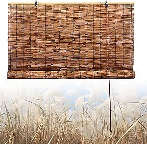 Retro Bamboo Shades Cordless Bamboo Blind Sun Shades,Bamboo Roller Shades Outdoor 48" 60" 72" 84" 96" L Bamboo Roll up Blinds for Home Privacy Curtain,Patio Blinds Roll up Shade(78" W x 72" L)