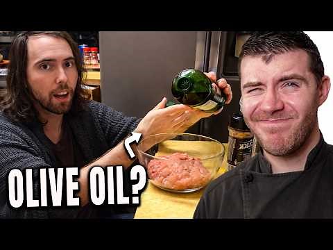 Asmongold Burger DISASTER Pro Chef Reacts to Olive Oil Hack