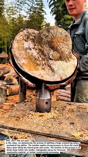 Massive Log Splitting Process | Powerful Wood Breaking Technique.