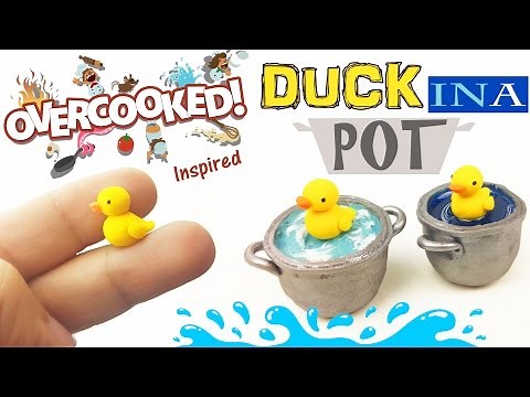 DIY MINI DUCK IN A POT Resin & Polymer Clay Tutorial How to craft rubber duck. OVERCOOKED gameplay