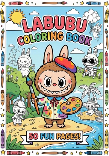 Labubu Coloring Book: 50 Pages (PDF   PNG) | the Monsters Kawaii Printable Art | Instant Download for Kids & KDP Interiors - Etsy