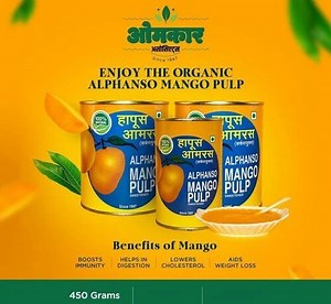 Omkar Machine Alphonso Mango Pulp - 500gm, Taste : Sweet at Rs 140 in Ratnagiri - ID: 7232319