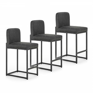 Sophia & William Counter Height Bar Stools with High Backrest Set of 3 Comfortable Modern Counter Stools for Kitchen & Home, Black