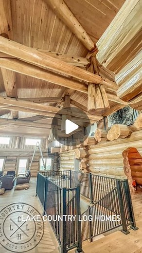Lake Country Log Homes - LCLH on Instagram: "Progress of a Handcrafted Western Red Cedar Log Home we built for awesome people in Alberta, Canada. Interior is 95% completed and more videos of the exterior soon! #logcabin #loghome #cottage #livingroom #ranch #farmhouse #buildingyourdreamfromnature #westernredcedar #luxuryhomes #lakecountryloghomes #rustichome #rusticfarmhouse"