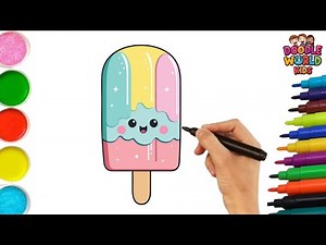 How to Draw Cute Ice Cream 🍦 | Easy Cartoon Drawing & Coloring for Kids