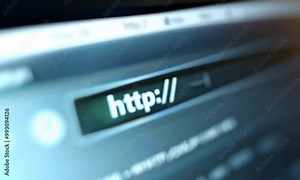 Video of an HTTP Address Bar on a Computer Screen Illustrating Internet Connectivity and Web Browsing