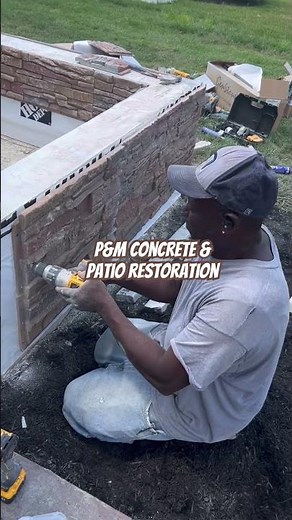 Building a Genstone sitting wall #shorts #satisfying #concrete #construction #design #diy #skills