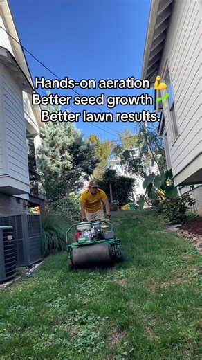 Manual aeration 💪🍃 Extra plugs = better seed growth 🌱 #foryou #randyslawncare99 #lawncare #aeration #overseeding