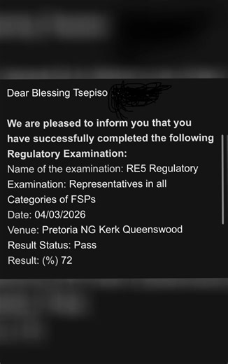 Celebrating Blessing's Achievement in RE 5 Exam