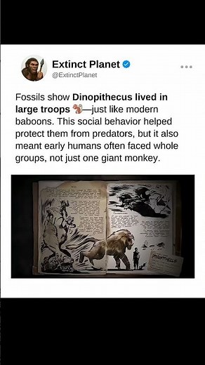 The advanced behavior of the Dinopithecus #extinctanimals #prehistoricanimals