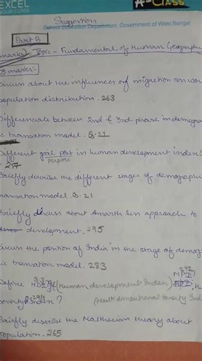 Geography class 12 4semester important topic