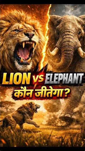 🦁Lion vs Elephant🐘? Who will win this fight?😲#facts #animalfacts #lion #elephant #factsinhindi