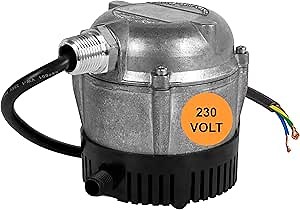 Little Giant 1-YS 230 Volt, 1/150 HP, 205 GPH, Cast Aluminum Submersible Parts Washer Pump for Unheated Stoddard Solvent or Deodorized Kerosene with 6-Ft. Power Cord (Plug-less), Grey, 501036