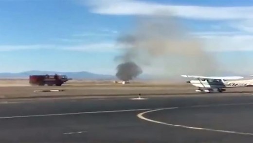 Aftermath of plane crashing at airshow in Oregon