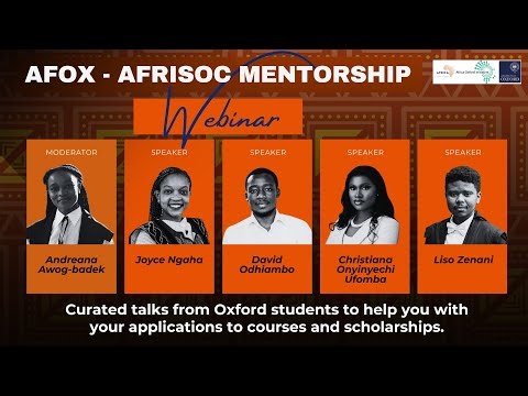 AfOx–AfriSoc Mentorship Webinar 1 | For MSc and scholarship applicants to Oxford
