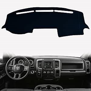 Dash Mat Cover Custom Interior Center Console Compatible with Dodge Ram Big Horn Laramie 1500 2500 3500 Pickup 2019 2020 Dashboard mat Covers Accessories (Black Rim)