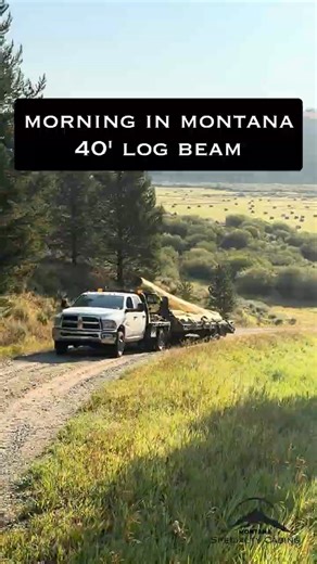 Morning in Montana – Hauling a 40-Foot Log Beam to the Mountains!