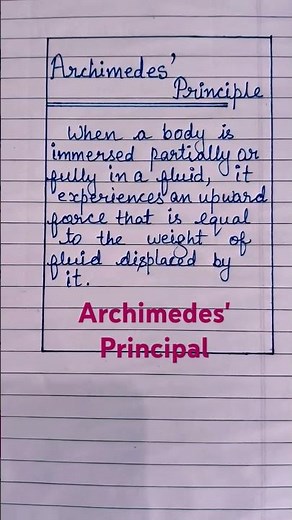 What is Archimedes' Principal# definition # Explanation#9th