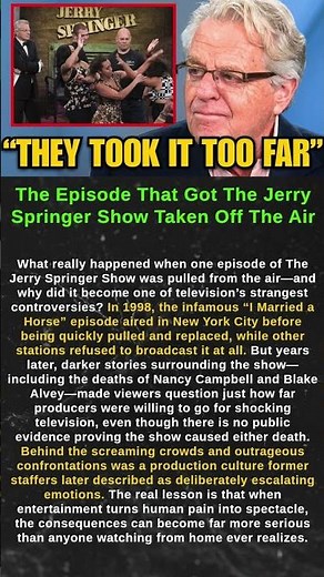 The Episode That Got The Jerry Springer Show Taken Off The Air #shorts