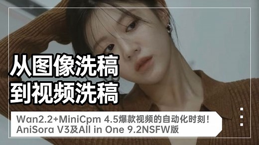 Ai动画140-从图像洗稿到视频洗稿！Wan2.2+MiniCpm 4.5爆款视频的自动化时刻！AniSora V3及AIO 9.2N版T8 Comfyui教程_哔哩哔哩_bilibili