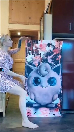 Handgemaltes Pummeluff Portrait von Pokemon auf Leinwand 🫠🥰🦄🧁💖🏹