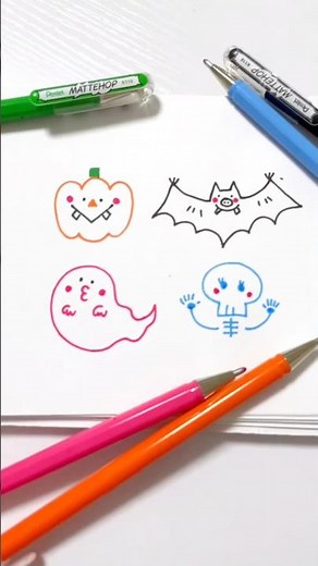 実は... ハロウィンイラストって意外とカンタンなんです🎃 #手描き #ハロウィン #ハロウィンイラスト #簡イラスト #shorts