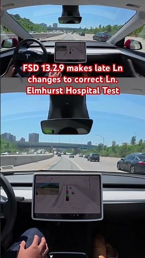 FSD 13.2.9 makes late Ln changes to correct Ln. Elmhurst Hospital Test #teslafsd #fsdbeta #fsd