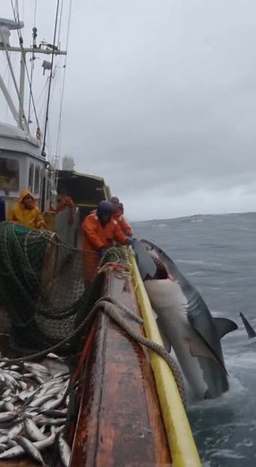 POV: “Metal Groans – Fins in the Storm” 🌪️ #FishingBoatPOV #SharkFrenzy #OceanDisaster #fblifestyle | Natural fishing video