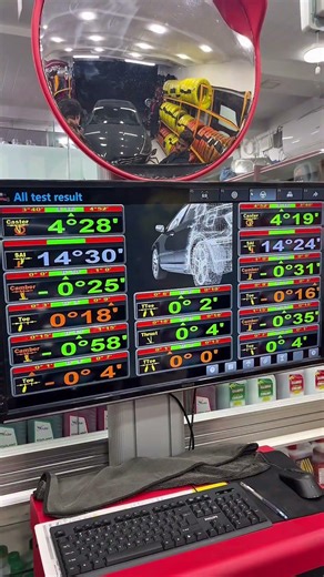 Advanced 3D wheel alignment ensures straight driving, long tyre life and safety. 🚗#viral #trending