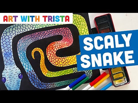 How to Paint a Rainbow Snake with Scales Art Lesson - Art With Trista Video Tutorial