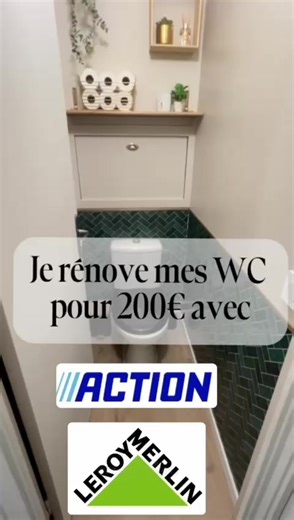 Rénovation de WC partie 1: 200 € • stickers Action • plinthes Leroy Merlin • récup • créativité Rien n’a été jeté, tout a été transformé. 👉 Tu préfères avant ou après ? @actionfrance @Leroy Merlin par les mains de @mymy_couture 🫶🏾