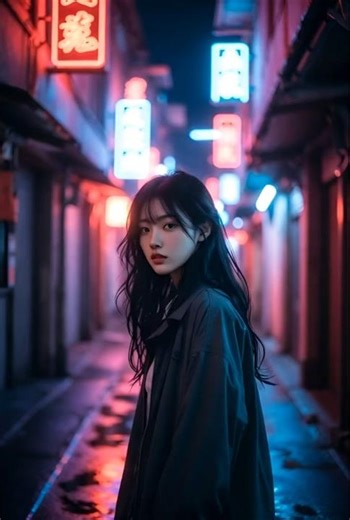 Title: Neon Alley Walk 🌃 | Calm Night POV