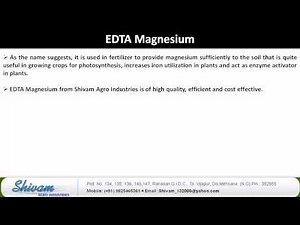 Information on EDTA (Ethylenediaminetetraacetic acid) Products by www.shivamagroind.com