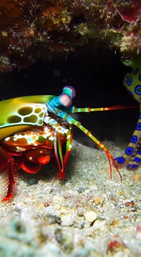 사마귀 새우(맨티스 쉬림프) vs 블루링 문어 (산호초)[Mantis Shrimp vs. Blue-Ringed Octopus (Coral Reef)]