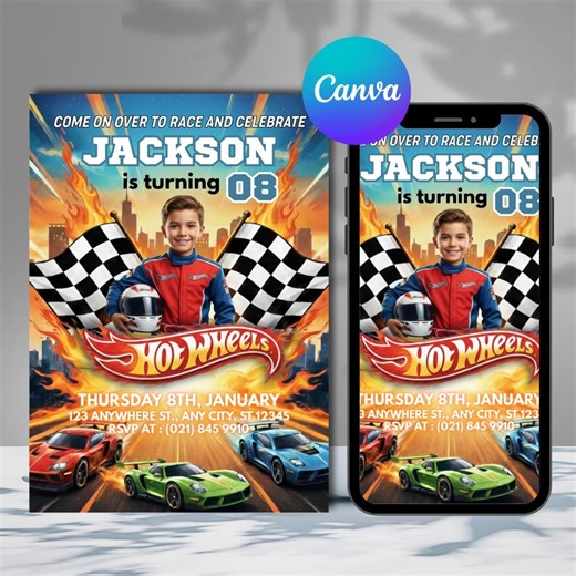 Hot Wheels Birthday Invitation: Race Car Party, Wheels Invitation, Boy Birthday Invitation Template, Editable Template (digital Download) - Etsy