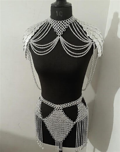 Gold Chainmail Shoulder Armor Dress, Medieval Cosplay Costume, Handmade - Etsy