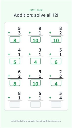 Addition Quiz | Can You Solve All 12? #Shorts