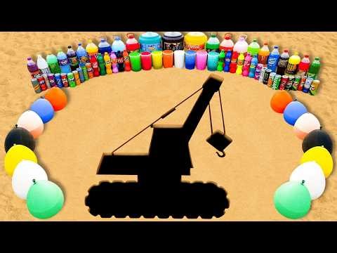 How to Make Excavator Crane with Big Orbeez, Balloons of Sodas, Mtn Dew, Fanta, Coca Cola vs Mentos