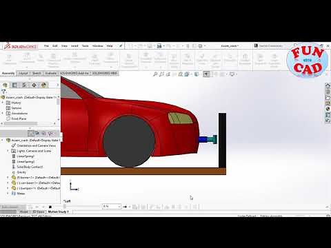 Car crash with bumper and shock spring | SolidWORKS 2017 Assembly | Motion Animation Tutorial